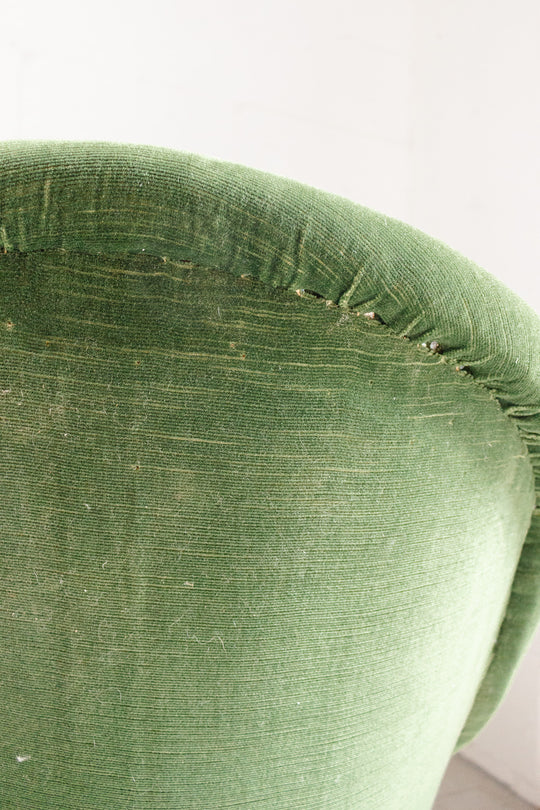antique french forest green crapaud chair with fringe