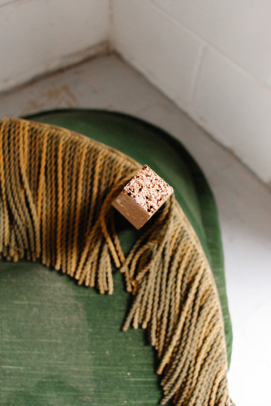 antique french forest green crapaud chair with fringe