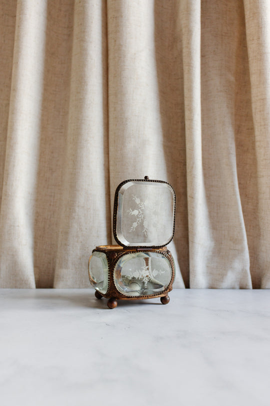 antique french extra large etched glass and ormolu bijoux casket