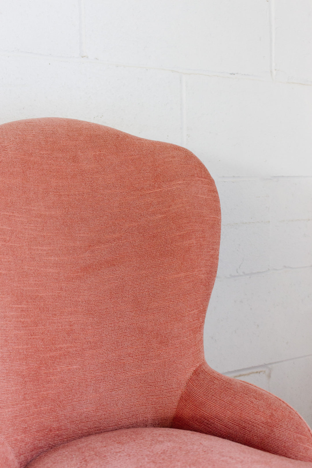antique french pink fringed slipper chair
