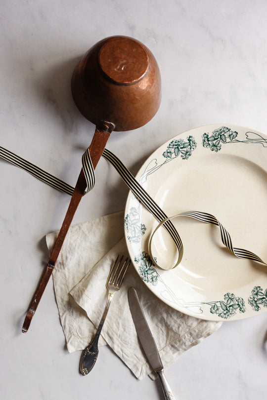 turn of the century extra large French hand forged copper ladle