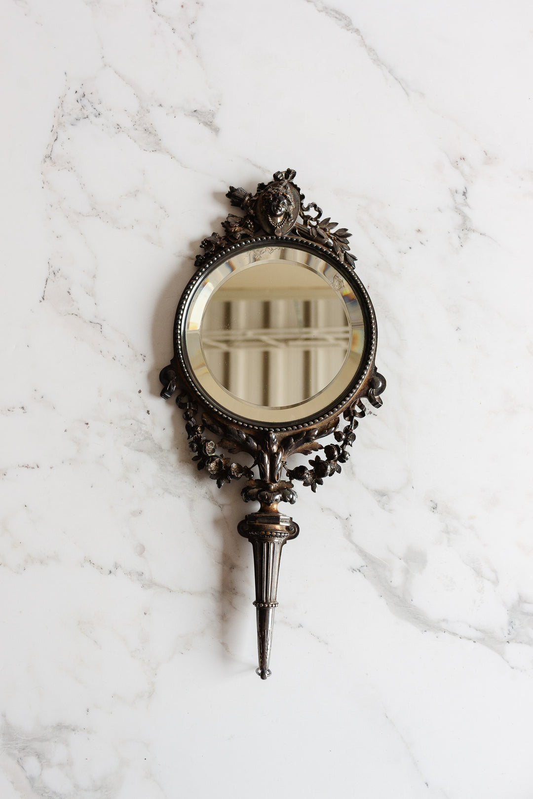 antique french Louis XVI style hand-held mirror