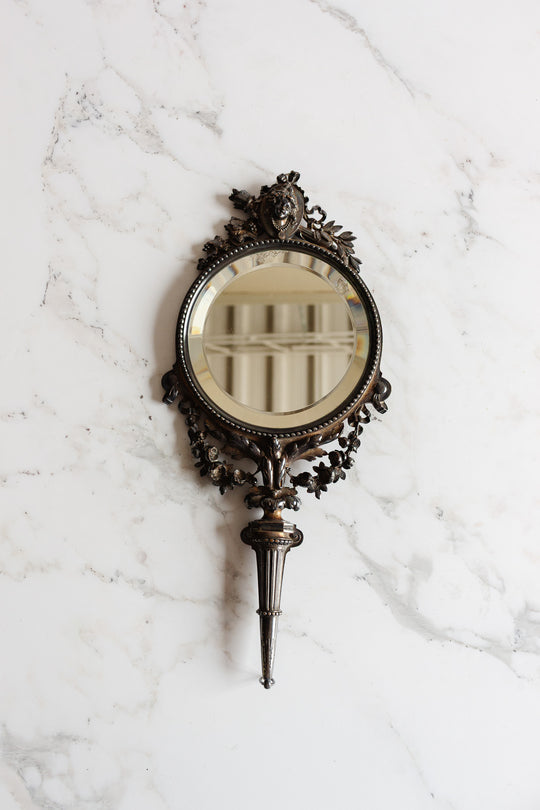 antique french Louis XVI style hand-held mirror