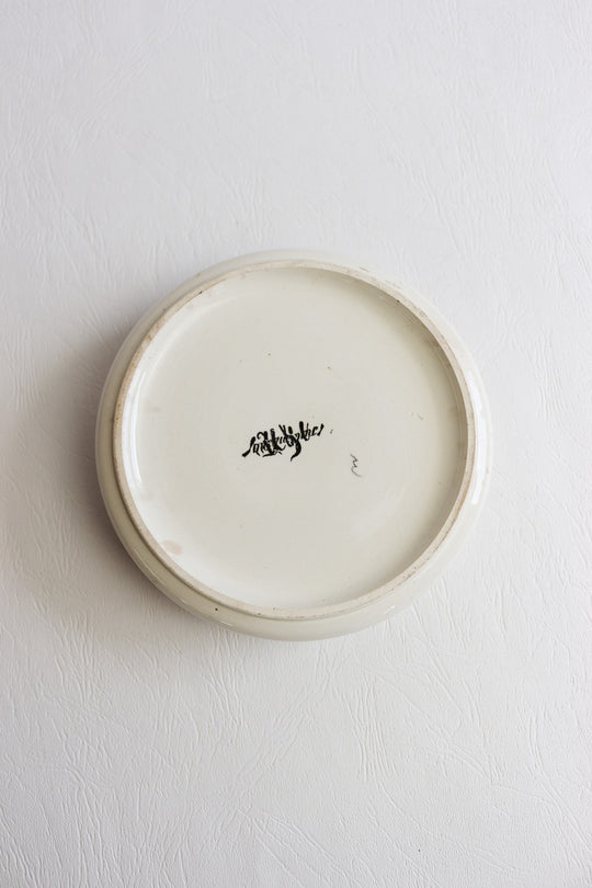 antique french sarreguemines lidded dish with fruit motif
