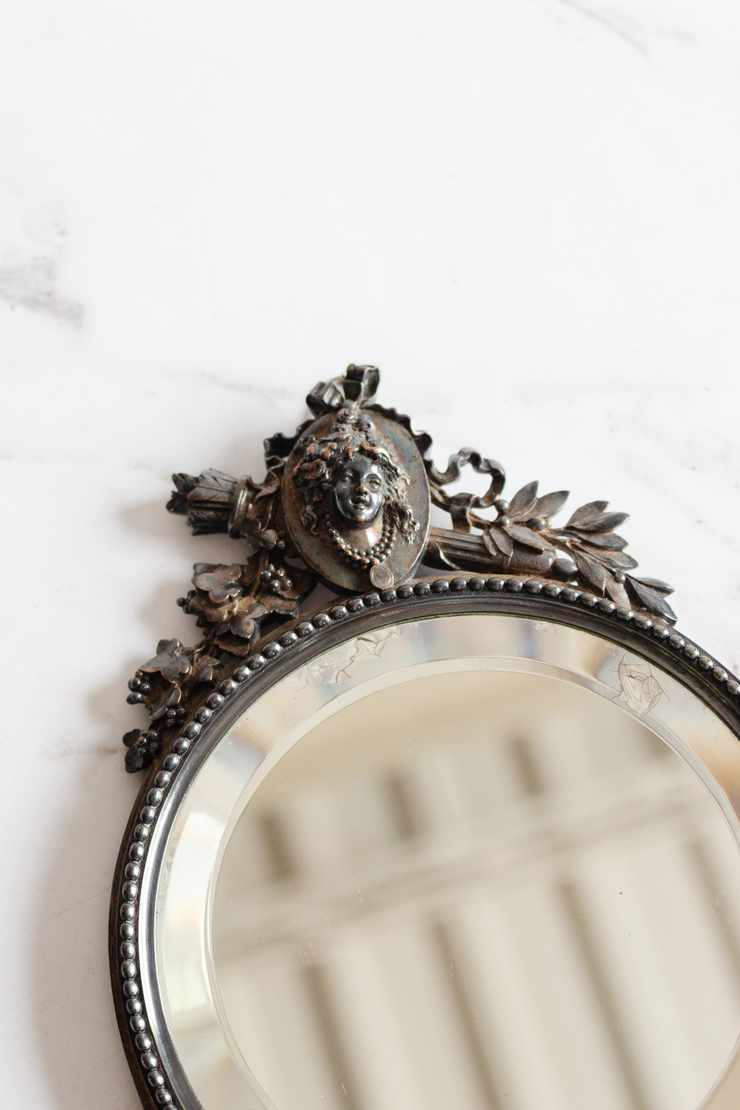 antique french Louis XVI style hand-held mirror