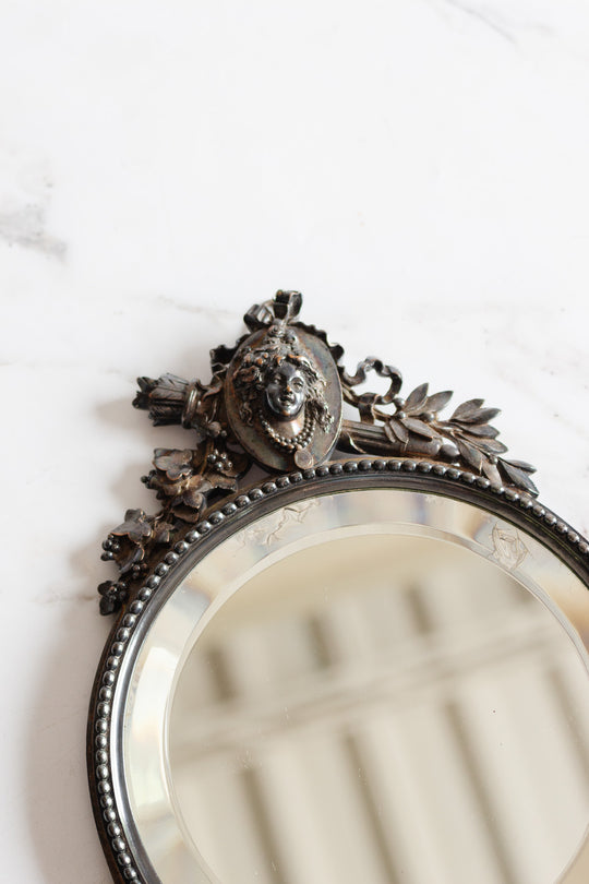 antique french Louis XVI style hand-held mirror