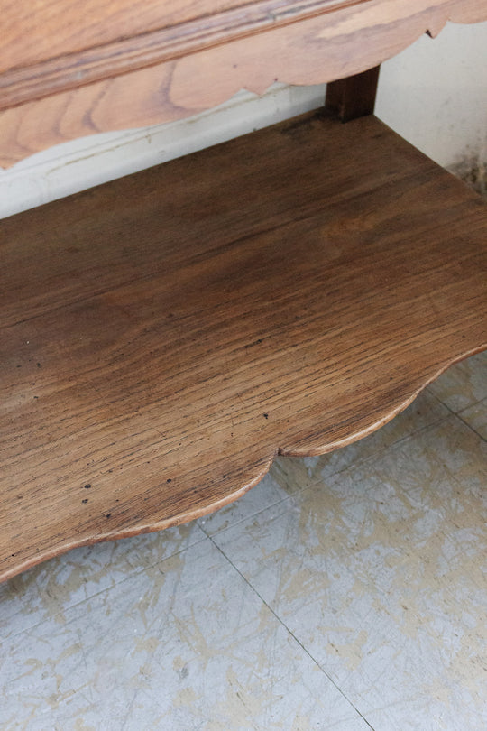 vintage french pink marble top table with turned legs