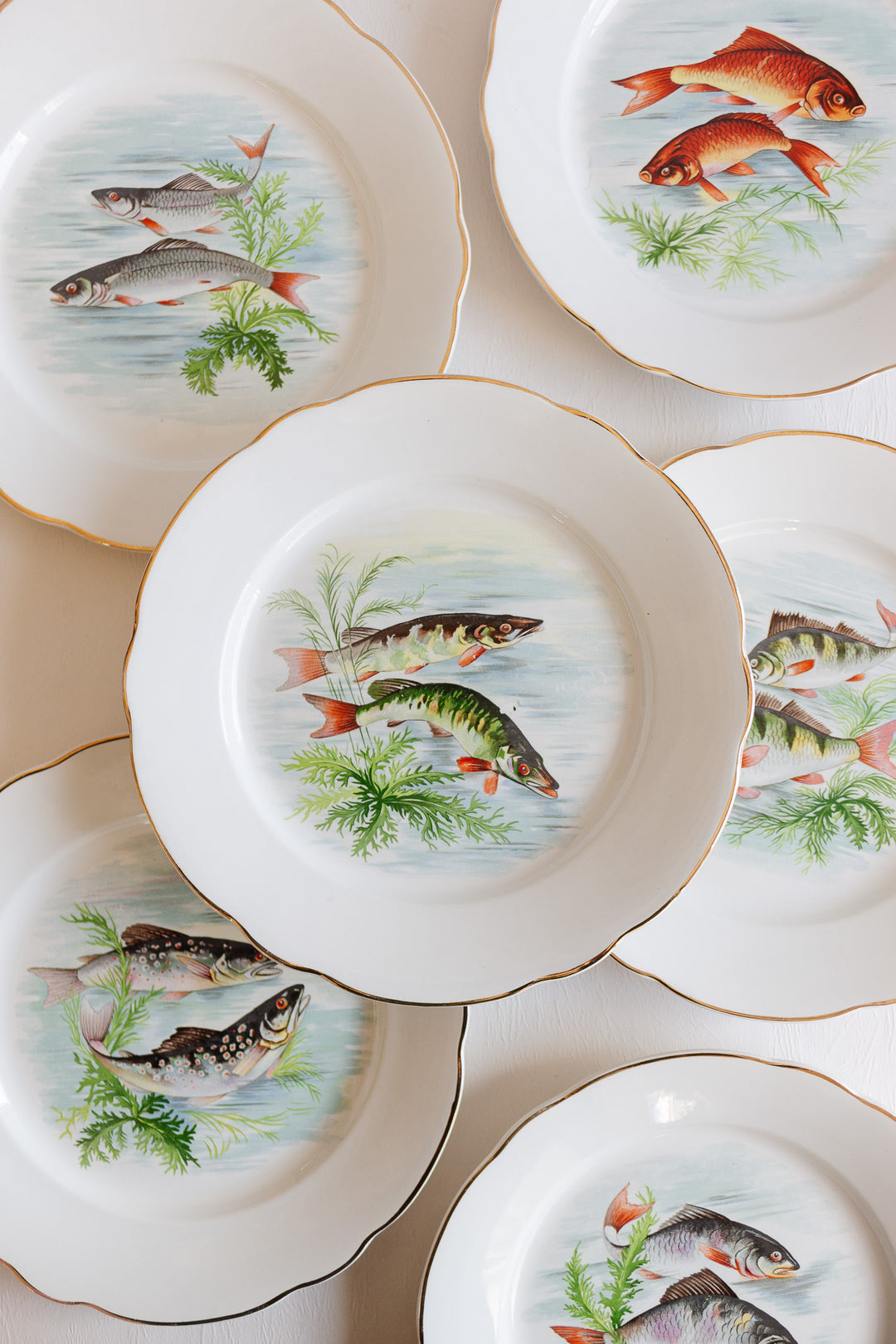 midcentury french fish plates