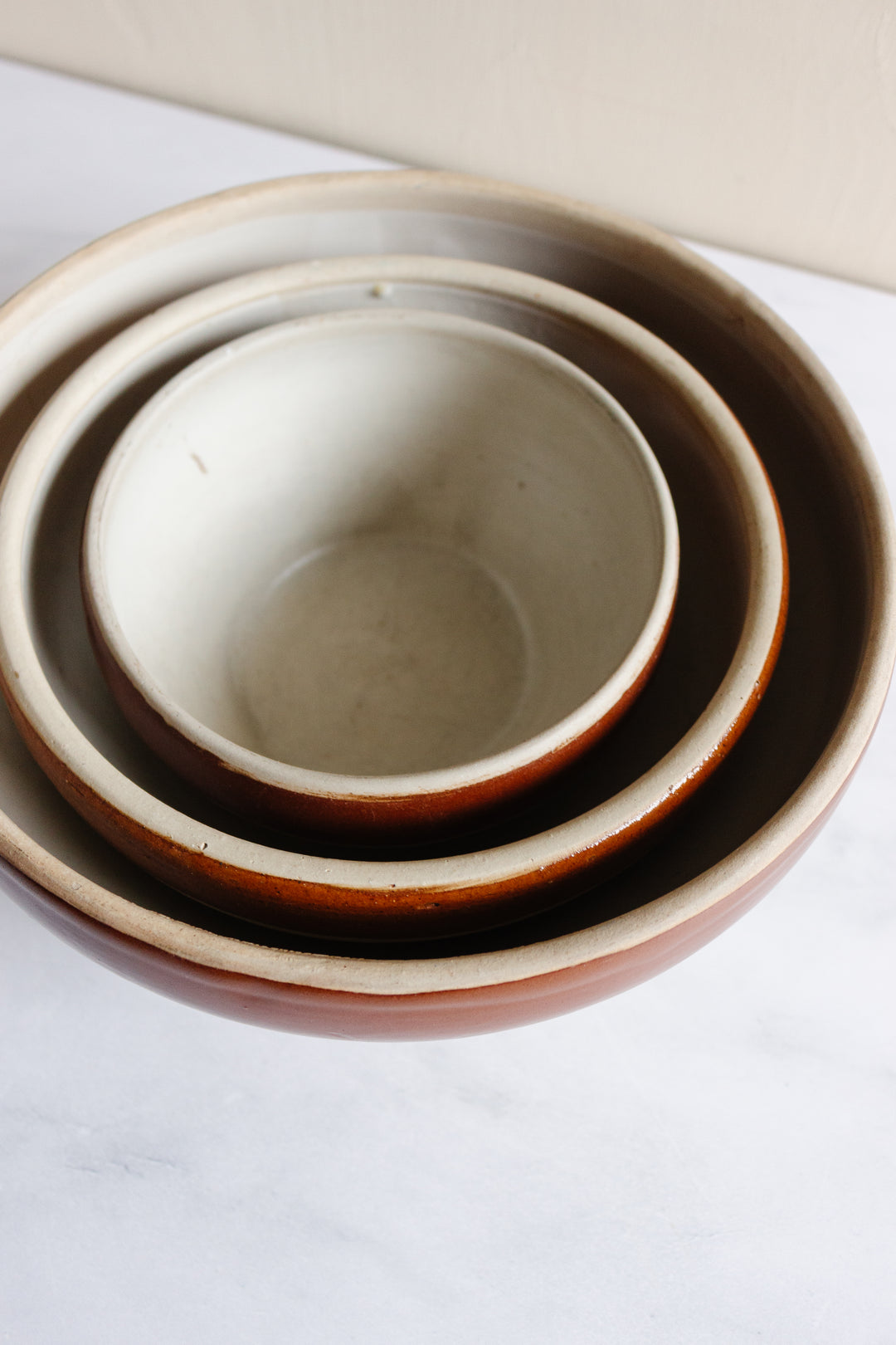 vintage french digoin stoneware bowls, set of 3