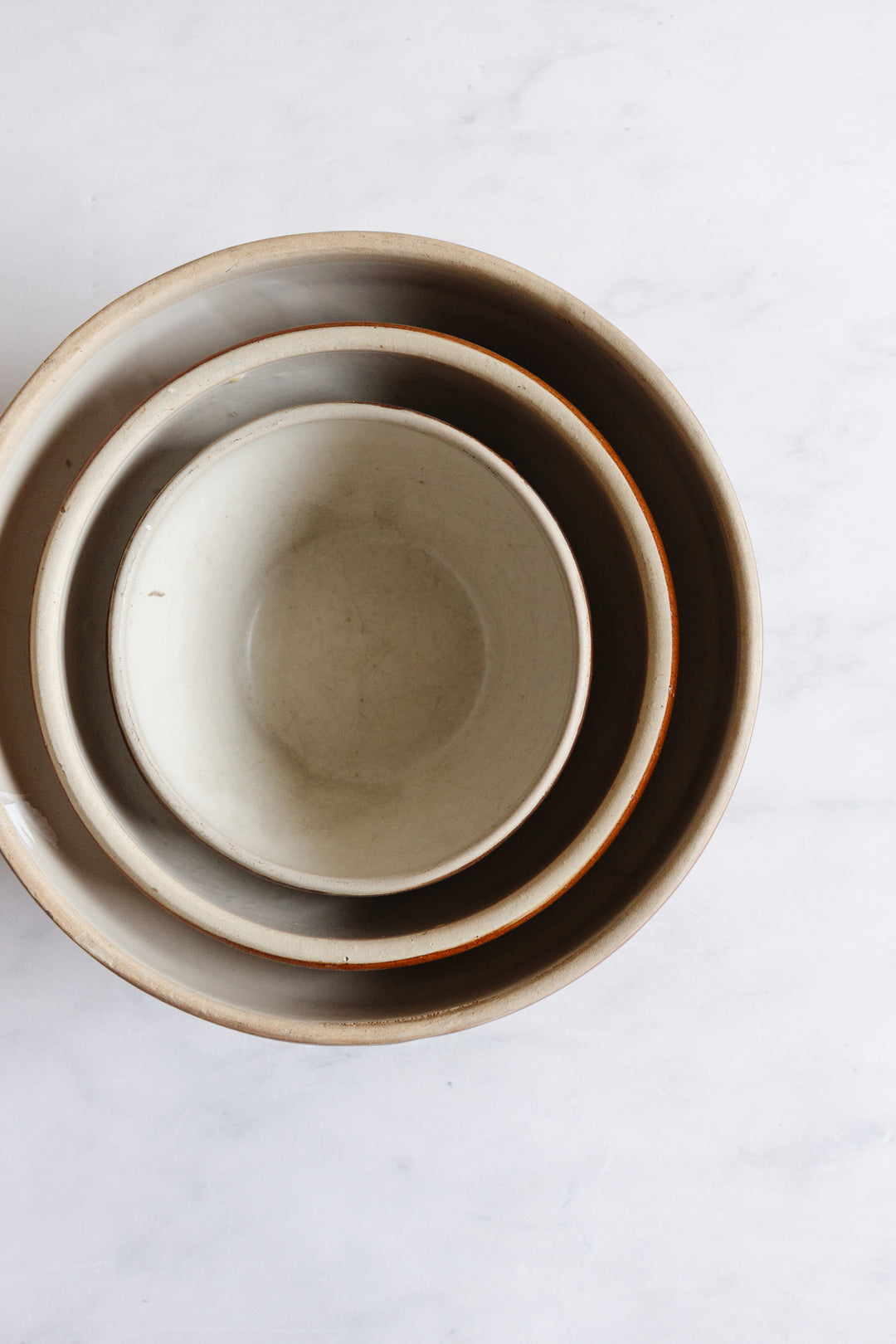 vintage french digoin stoneware bowls, set of 3