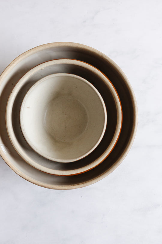 vintage french digoin stoneware bowls, set of 3