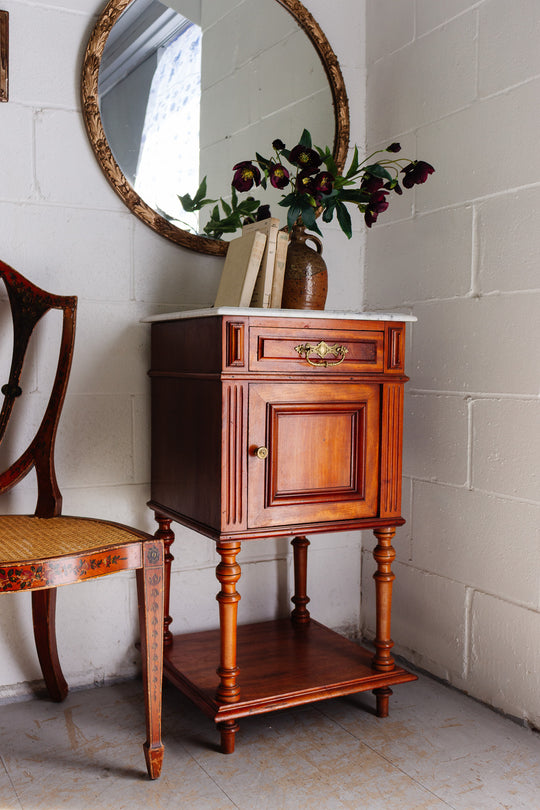 turn of the century french marble top nightstand