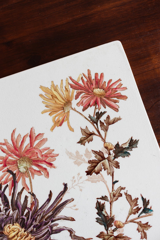 antique french Choisy-le-Roi faïence chrysanthemum tray circa 1880