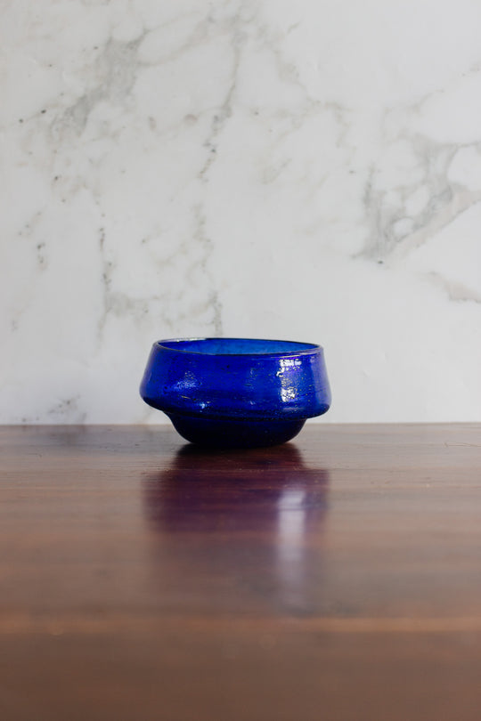 vintage french hand blown cobalt blue bowl
