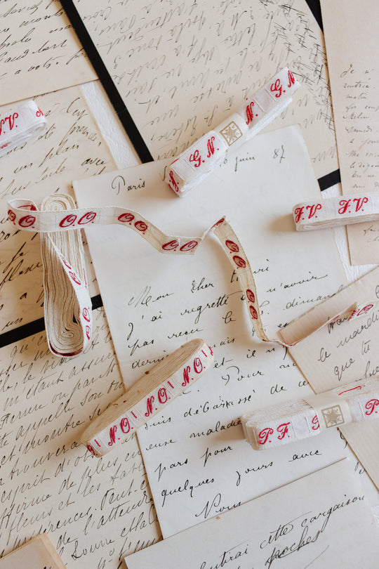 antique french monogrammed ribbons