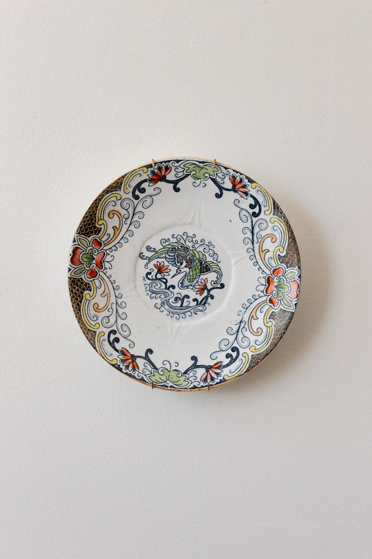 antique french longwy "chinois" polychrome plate