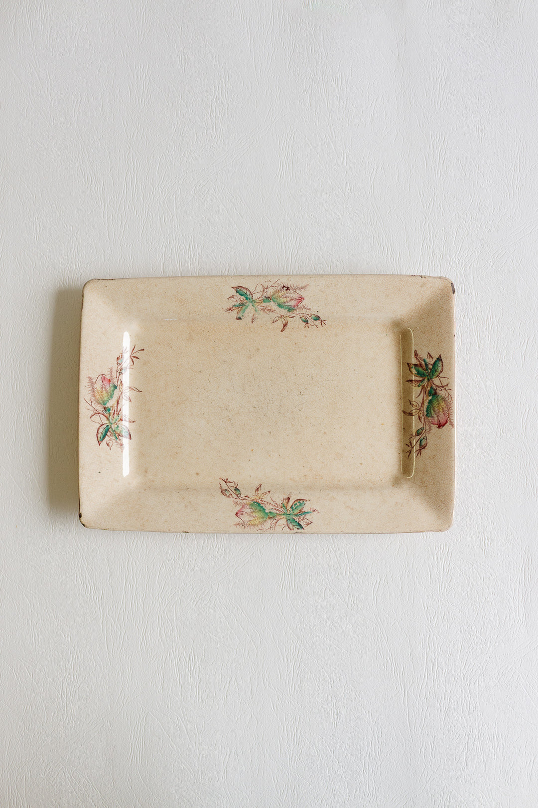 antique french rectangular hand painted platter