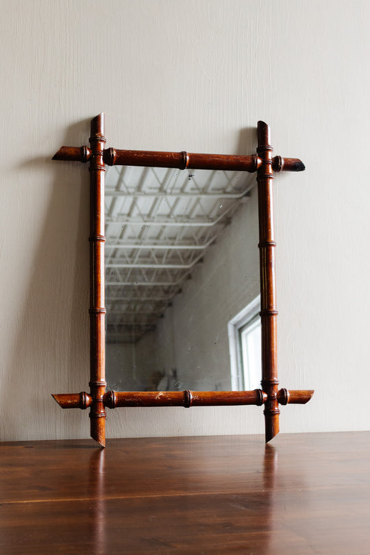 1930s french large faux bamboo mirror