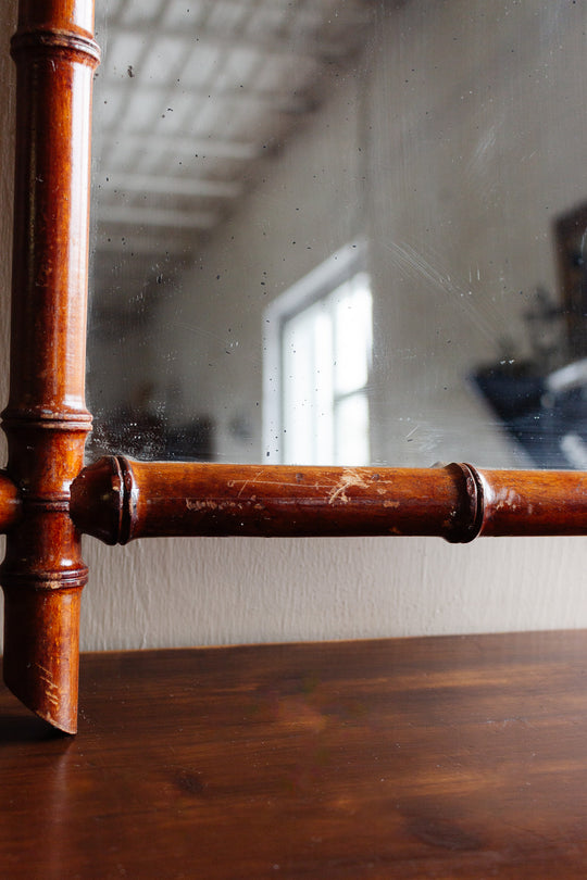 1930s french large faux bamboo mirror