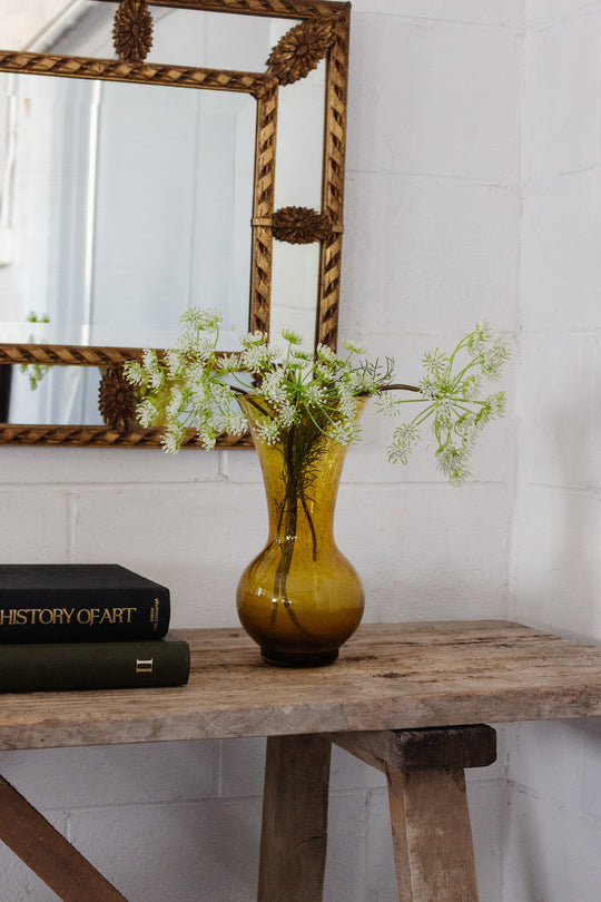 vintage french hand blown glass Biot amber vase