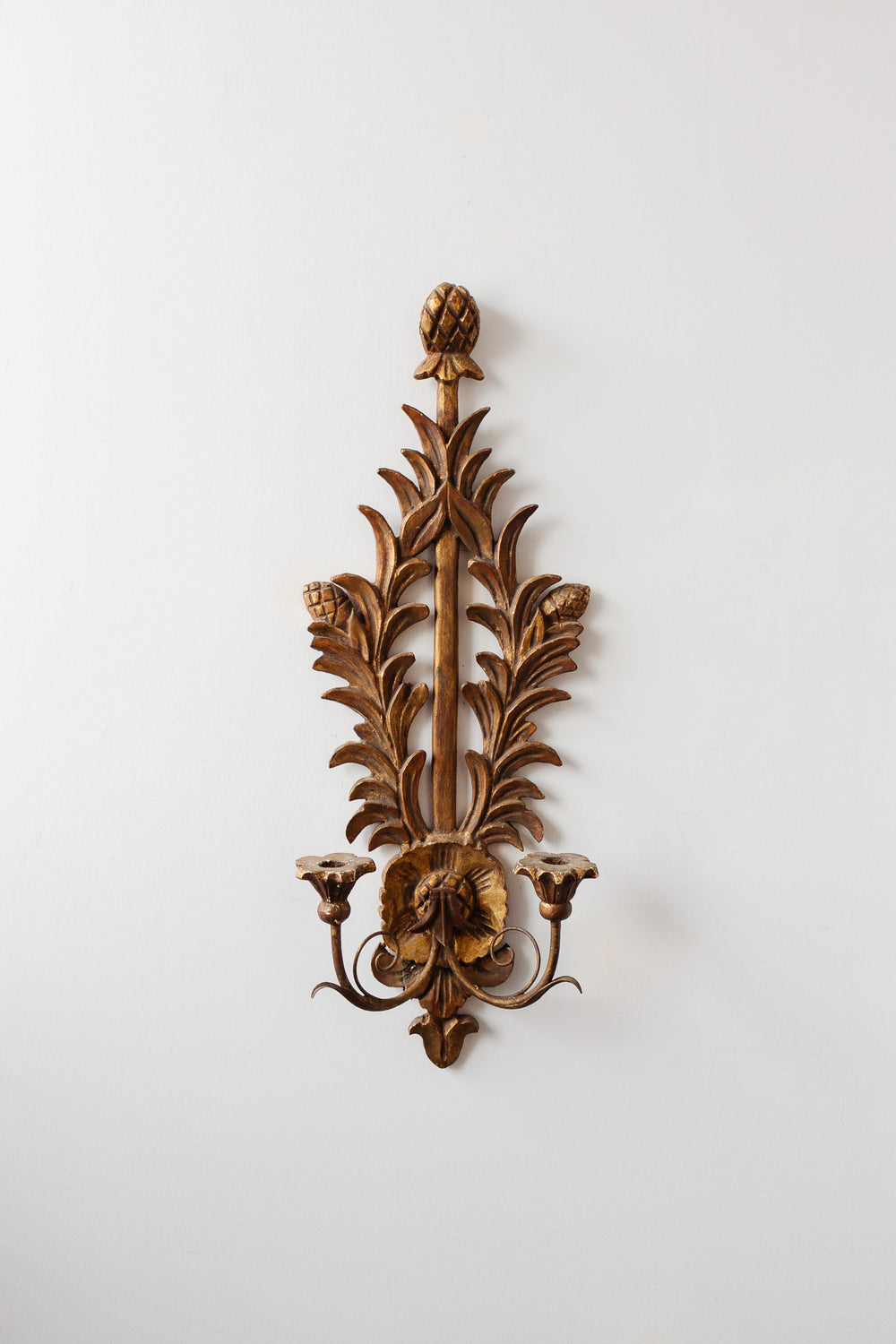 vintage tall florentine wooden candle wall sconce