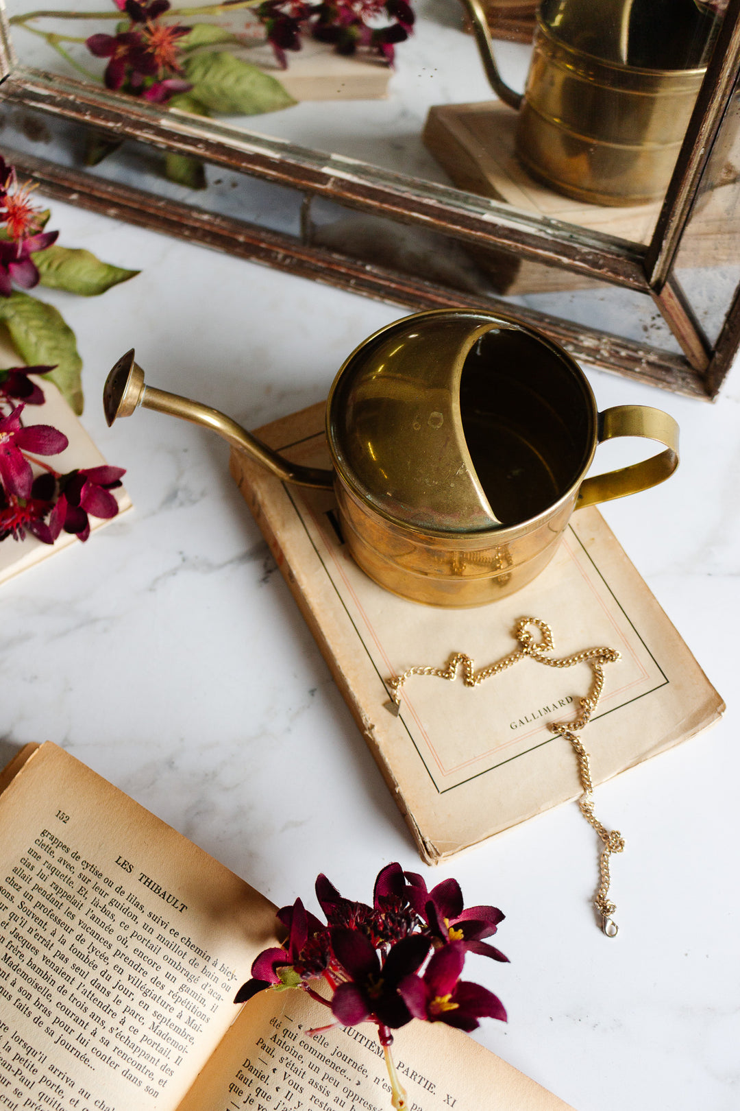 vintage french petite brass watering can