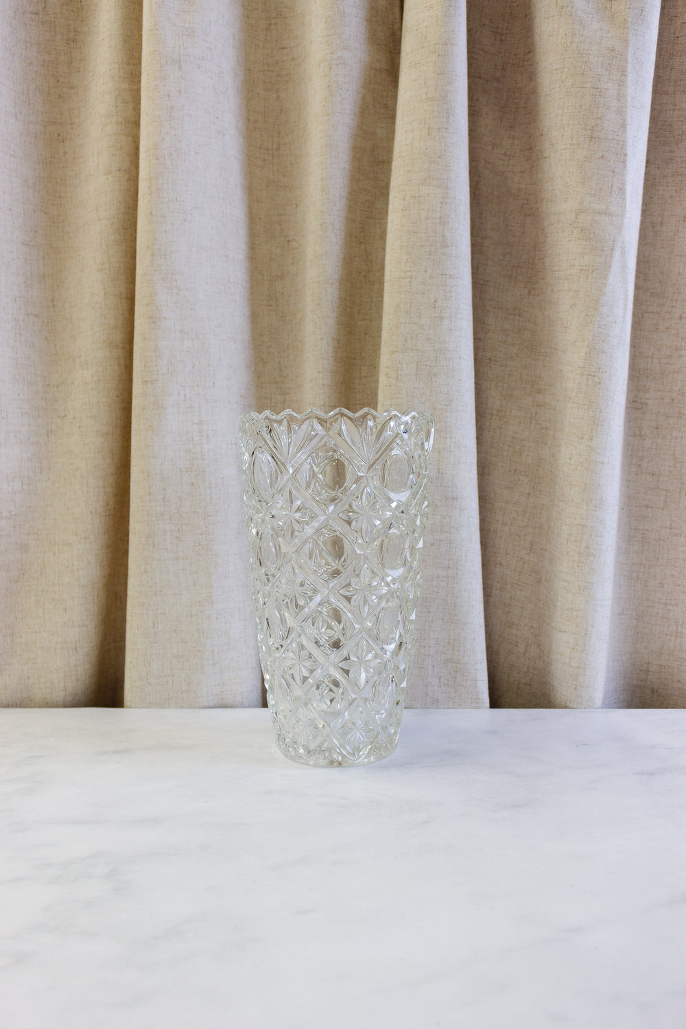 midcentury French cut glass vase