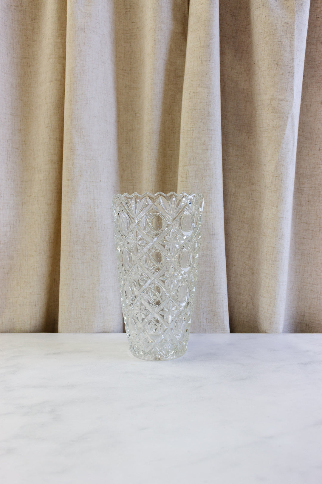 midcentury French cut glass vase