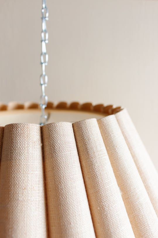 midcentury scalloped linen lamp shade