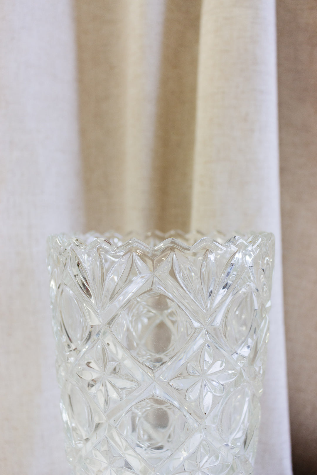 midcentury French cut glass vase