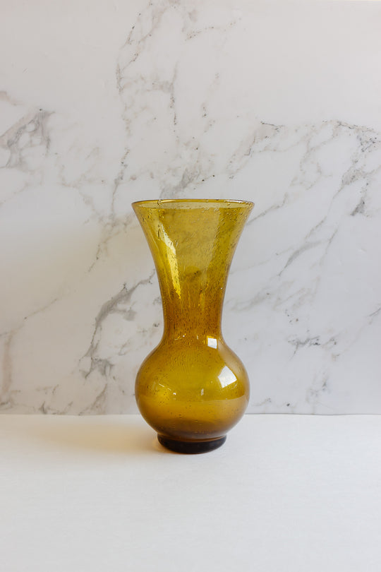 vintage french hand blown glass Biot amber vase
