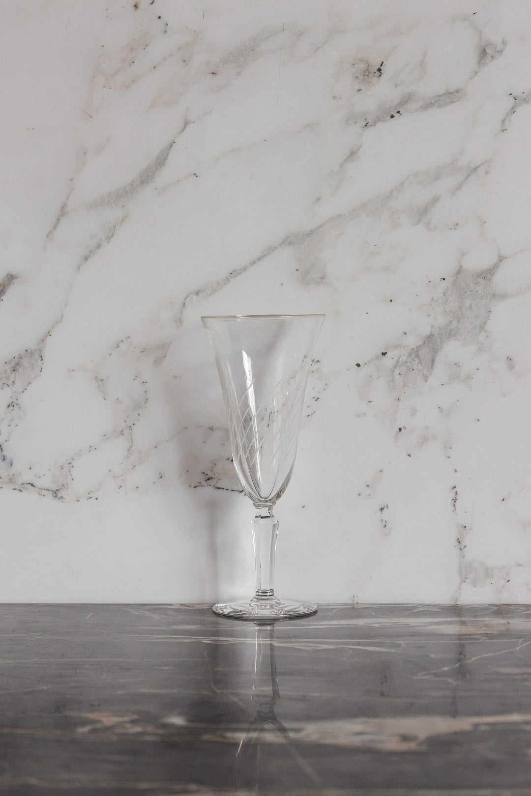 set of 4 vintage french etched port glasses