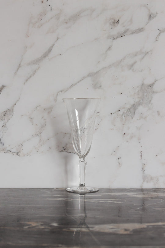 set of 4 vintage french etched port glasses