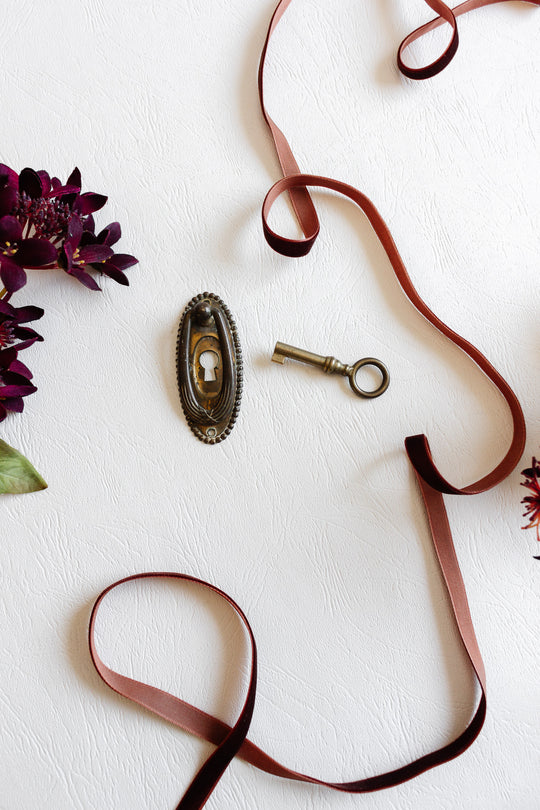 pair of antique french keyhole escutcheons