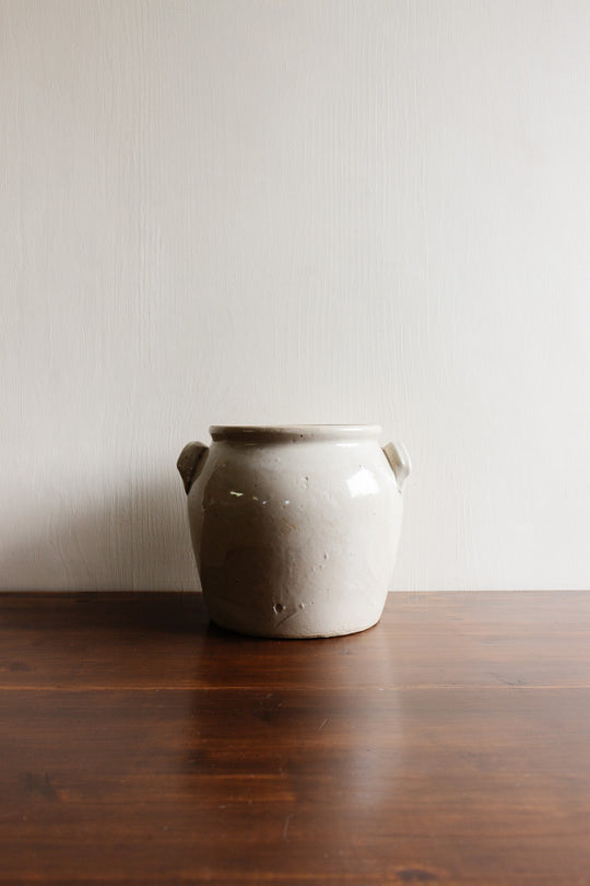 antique french cream coloured confit pots