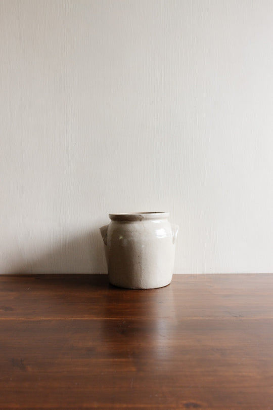 antique french cream coloured confit pots