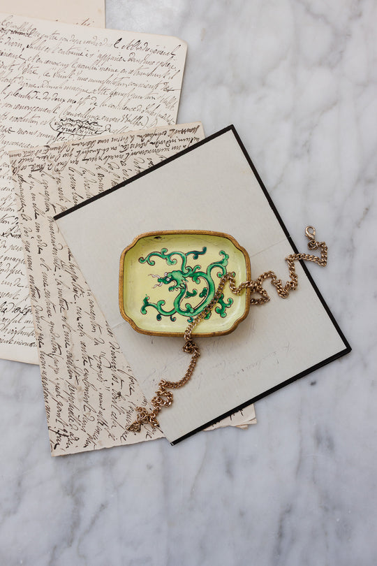 small french chinoiserie dragon porcelain trinket dish