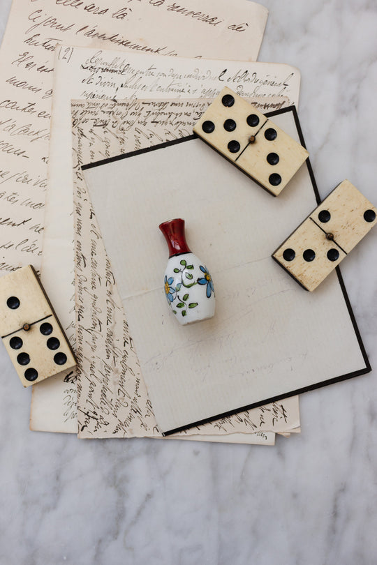 antique french miniature dollhouse hand painted vase