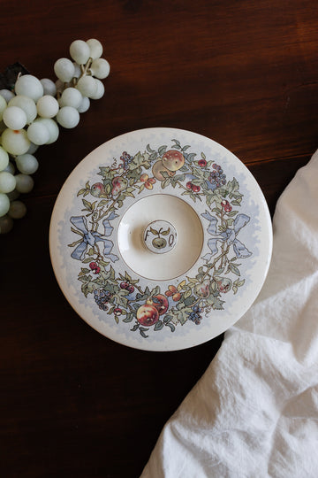 antique french sarreguemines lidded dish with fruit motif