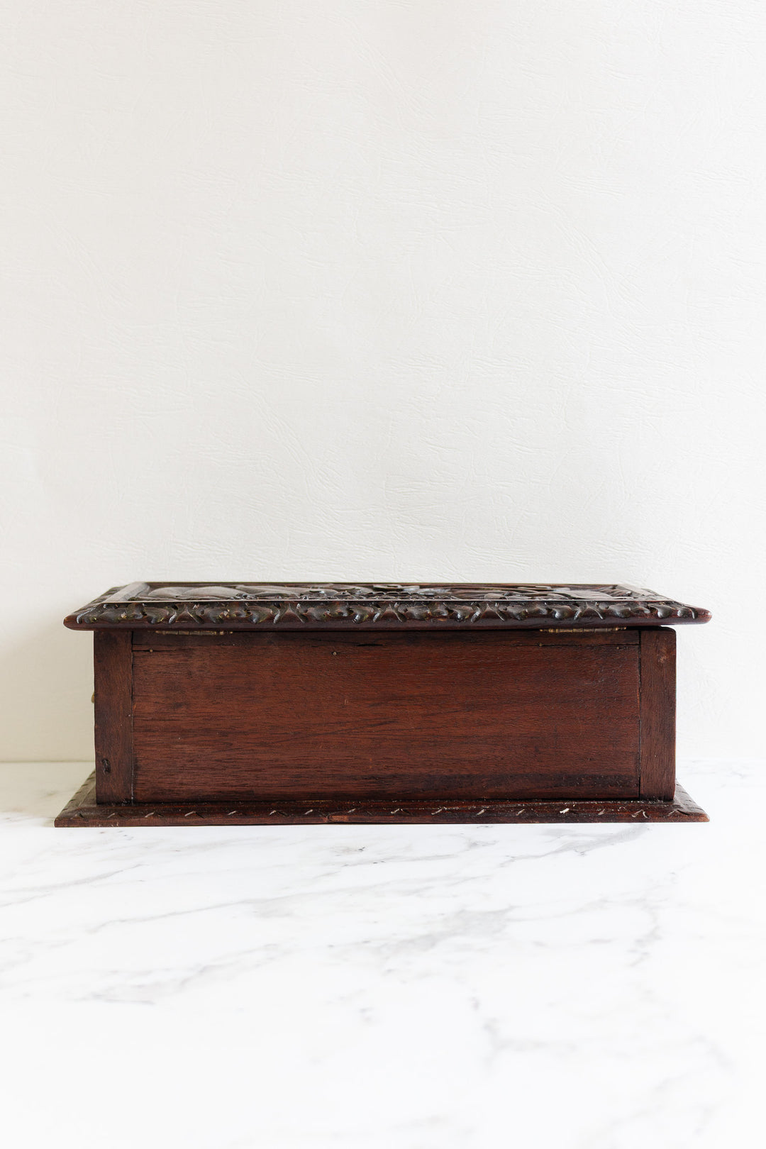 antique french hand carved wood box