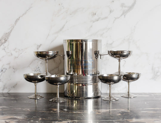 vintage french "letang remy" pewter ice cream cups, set of 6