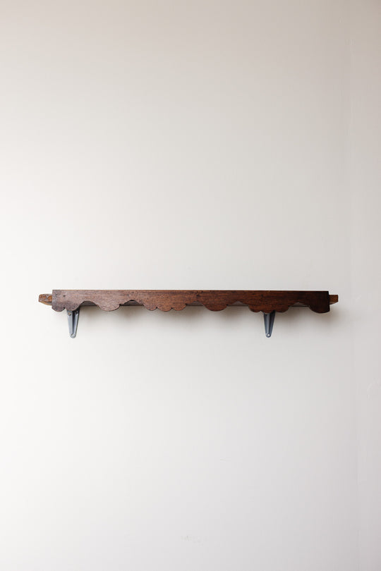 antique french scalloped oak shelf