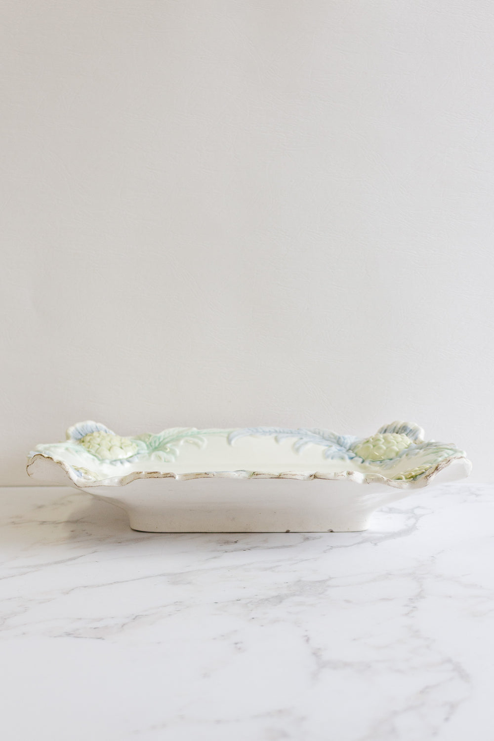 set of antique french majolica asparagus dishes