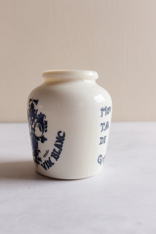 vintage french milk glass digoin grey poupon jar