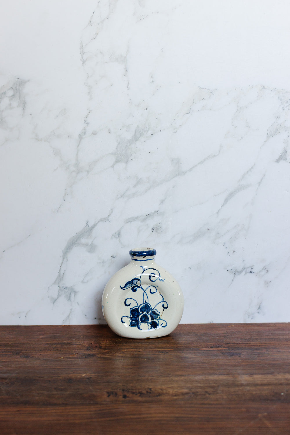 vintage french handpainted stoneware bottle