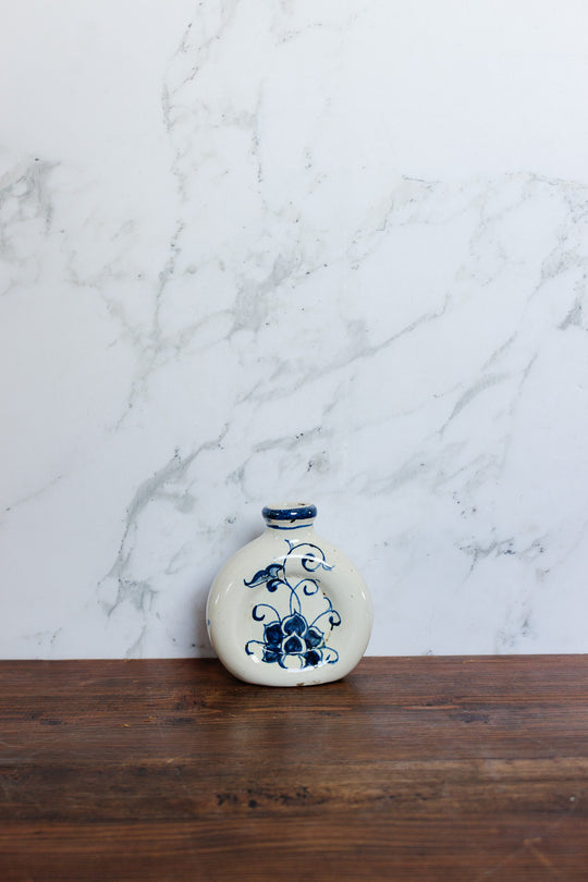 vintage french handpainted stoneware bottle