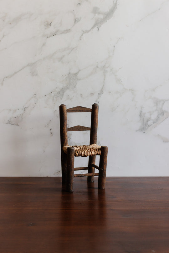 vintage french wood and rattan salesmen sample chair