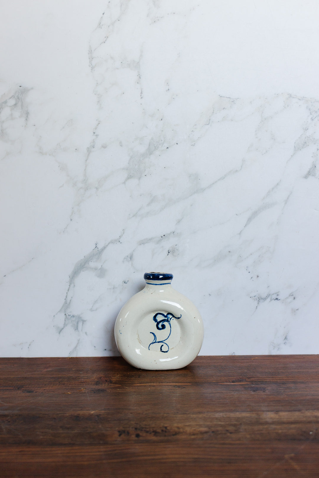 vintage french handpainted stoneware bottle