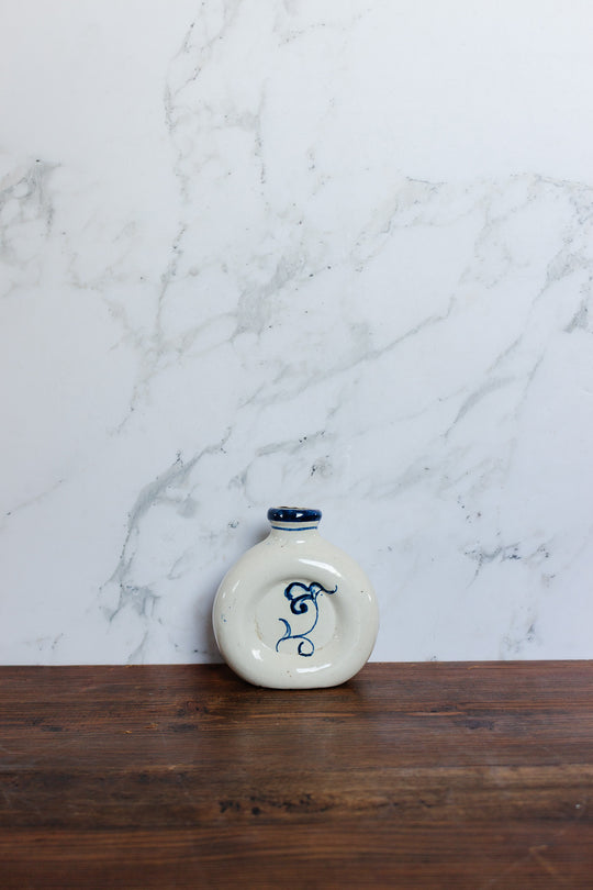 vintage french handpainted stoneware bottle