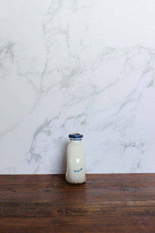 vintage french handpainted stoneware bottle